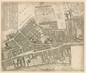Kort over St Clements Danes og St Mary Savoy, London, med Rolls Liberty og Lincolns Inn