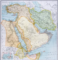 Kort over Tyrkiet, Mellemøsten, Afrikas Horn og Den Persiske Golf i 1890
