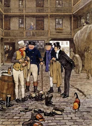 Medlemmer af Pickwick-klubben møder Sam Willer Illustration af Charles Dickens