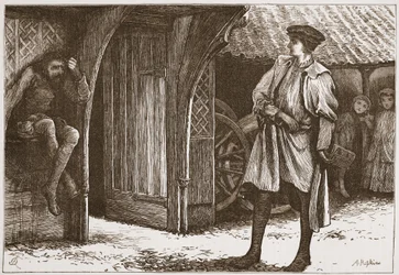 Millon and the Lutheran, illustration fra The History of Protestantism af James Aitken Wylie (1808-1890), pub. 1878