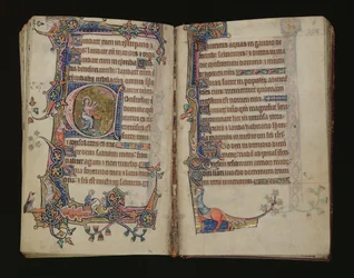 Ms 1-2005, ff.207v-208r: Esajas beder, historisk initial fra Macclesfield Psalter, Use of Sarum, East Anglia, ca. 1330