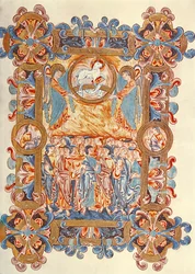 Ms 274 (Y-6) fol.158 Mængden, der tilbeder Lammet, fra Missalet af Robert af Jumieges, c.1016