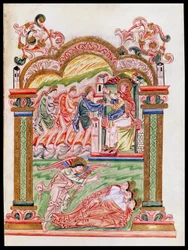 Ms 274 (Y-6) fol.37 The Dream and the Adoration of the Magi, fra Missal of Robert of Jumieges, c.1016