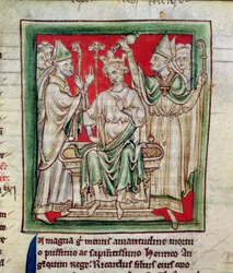 Ms 6712 (A.6.89) fol.141r Richard I (1157-99) miniature fra Flores Historiarum, af Matthew Paris, 1250-52