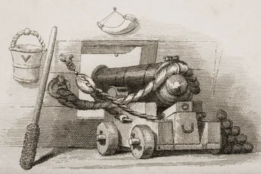 Naval Canon, illustration fra Englands Battles by Sea and Land af Lieut. oberst Williams