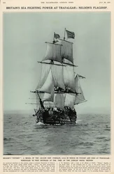 Nelsons Victory: en model af det 100-kanoners skib, hvori han kæmpede og døde ved Trafalgar, fra The Illustrated London News Royal Naval and Military Review Number, 20. juli 1935