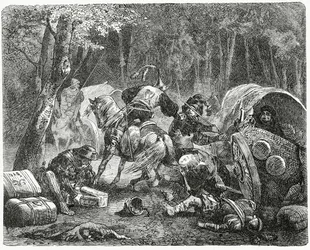 Adelsmænd plyndrer rejsende købmænd, 1882