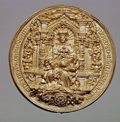 Forsiden af Henrik VIIIs segl (1491-1547) (guld) (se 181809 for bagside)