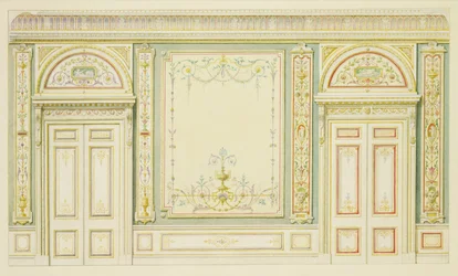 Udsmykkede døre og vægdekoration, i stil med Robert Adam (1728-92)