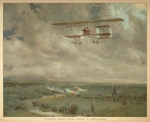 "Paulhans fly fra London til Manchester." Lille folks bog over luftskibe. London: Ernest Nister, [1912]
