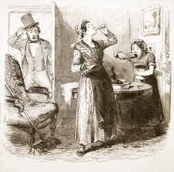 Maleriske Sketches of London: The Lodging House, fra The Illustrated London News, 1849