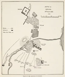 Plan for slaget ved Bithoor, 16. august 1857, fra Cassells Illustrated History of England
