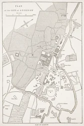 Plan over byen Lucknow, fra Cassells Illustrated History of England