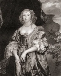 Portræt af Anne Carre, grevinde af Bedford (1620-84), fra Lodges British Portraits, 1823