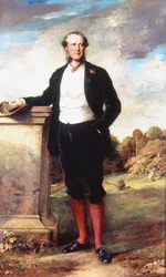 Portræt af Beilby Richard Lawley (1818-80) 2. baron Wenlock (olie på lærred)