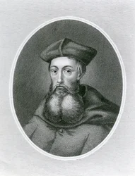 Portræt af kardinal Reginald Pole (1500-58) (gravering)
