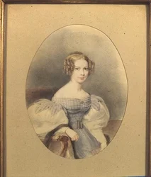 Portræt af grevinde Elizabeth von Sandizell, kendt som Lili, på 18 år (akvarel på papir)