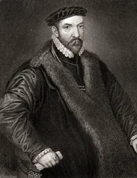 Portræt af Sir Nicholas Bacon (1510-1579) fra Lodges British Portraits, 1823