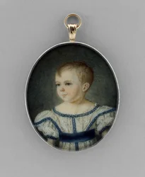 Portræt af en dreng, ca. 1820-30 (akvarel på elfenben, forgyldt og glas)