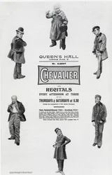 Plakat, der reklamerer for Albert Chevaliers recital i Queen