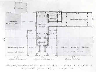 Foreslået plantegning for den egyptiske hal, Picadilly, 1810 (blæk på papir)
