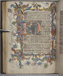 Psalter med Sarum brugskalender, Fol 40 verso, ca. 1425-75 (blæk, maling & guld på vellum)