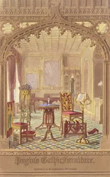 Pugins Gothic Furniture, af Augustus Charles Pugin (1762-1832), udgivet af R. Ackermann, 1827