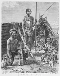 Queensland aborigines, indgraveret fra et fotografi af E. Krell, fra 