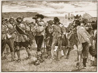 Modtagelse af Viscount Wimbledon i Plymouth, illustration fra Cassells Illustrated History of England (sepia foto)