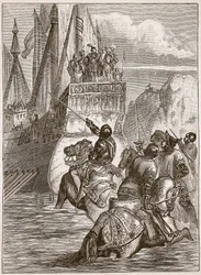 Modtagelse af kejser Sigismund, illustration fra Cassells Illustrated History of England (sepia foto)