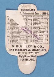Bagsiden af Cant be Beaten. Spil Up Sunderland. Buckleys hatte