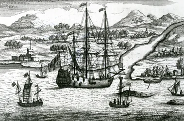 Robinson Crusoe undslipper Cambodia går ind i en havn i den nordlige del af Kina