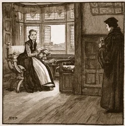 Roger Ascham besøger Lady Jane Grey, illustration fra Cassell