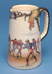 Royal Doulton kande med gamle engelske fodboldscener (keramik)