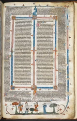 Royal MS 10 IV f.294r middelalderfigurer og marginaldekoration, illustration fra 