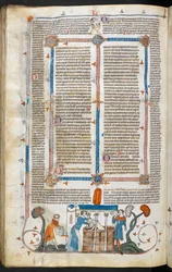 Royal MS 10 IV f.297v Badende et pestoffer og marginaldekoration, illustration fra 