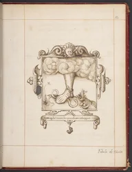 Kongelig MS 18 A XLVIII, fol. 12r, Emblem med latinsk motto fra George Gascoines præsentationskopi af Eremitten Hemetes