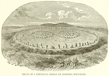 Ruinerne af en Druidical Circle ved Avebury, Wiltshire