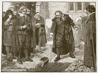 Scene ved begravelsen af Chillingworth, illustration fra Cassells Illustrated History of England (sepiafoto)