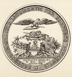 Segl for frimurerne i Berlin, 1812, fra «Frimureriets historie, bind III», udgivet af Thomas C. Jack, London, 1883