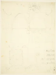 Serie af skitser af Abbey Gatehouse og Bristol Cathedral (blyant og akvarel på papir)