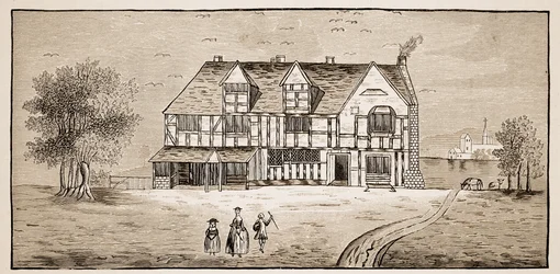 Shakespeares House, Stratford-Upon-Avon (sepia-billede)