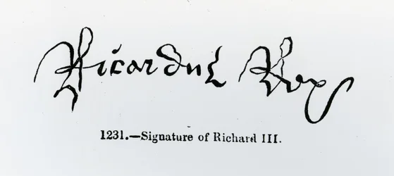 Signatur af Richard III (1452-85) (bw foto)