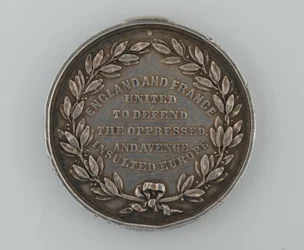 Sølv Patriotic Fund-medalje til minde om alliancen mellem England og Frankrig 1854, uddelt af borgmesteren i Dover, 1855