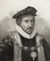 Sir Christopher Hatton, graveret af Bocquet, illustration fra 