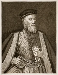 Sir Thomas Gresham, illustration fra Cassells Illustrated History of England (sepia foto)