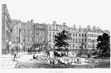 Sydvestlige hjørne af Soho Square, 1816