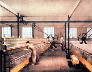 Spinning Mules in Cotton Factory, ca. 1935 (tryk)