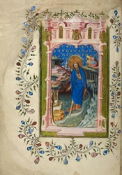 Johannes Døberen, med Agnus Dei 1405-10 (farve på pergament)