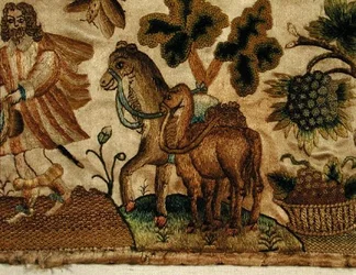 Stubværk, der forestiller en bibelsk scene, ca. 1650 (detaljer)